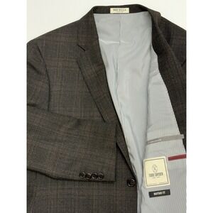 Todd Snyder Mayfair Fit Sport Coat 44L Brown Windowpane Plaid Wool Flannel Tweed